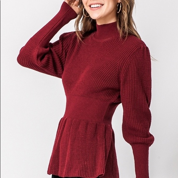 LAST 1-M ❤️Wine Color High Neck Sweater - Picture 2 of 8